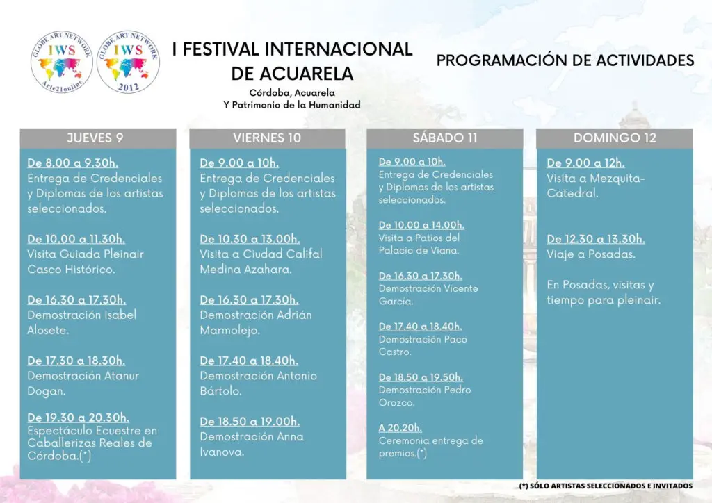 programacion de actividades del I Festival Internacional de Acuarela